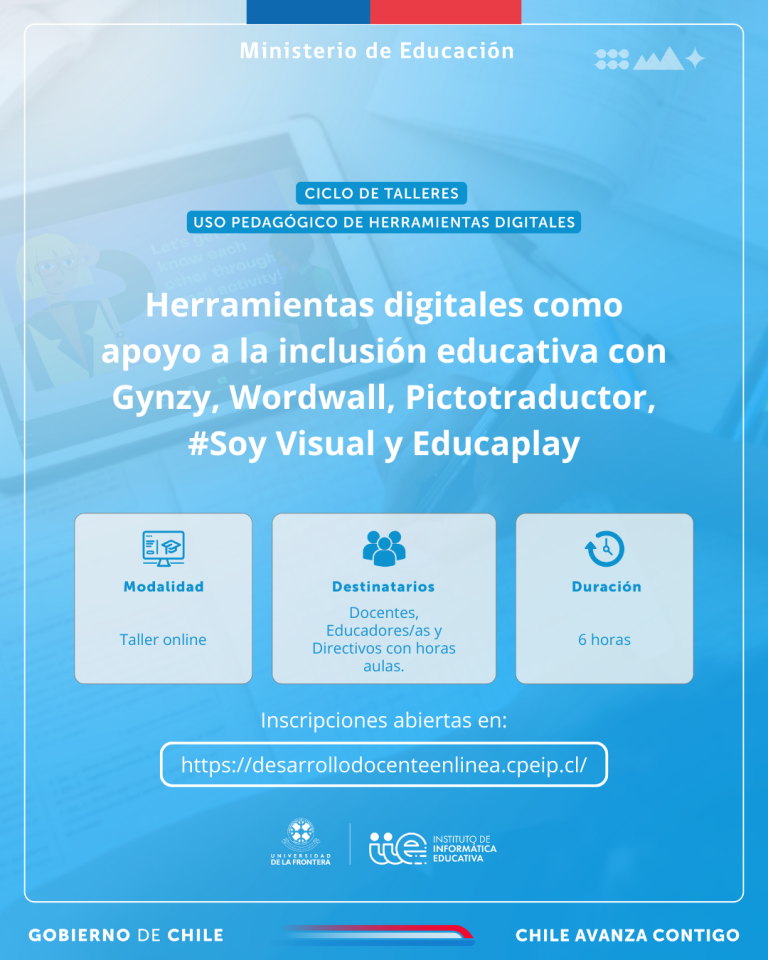 Taller: Herramientas digitales como apoyo a la inclusión educativa con Gynzy, Wordwall, Pictotraductor, #Soy Visual y Educaplay