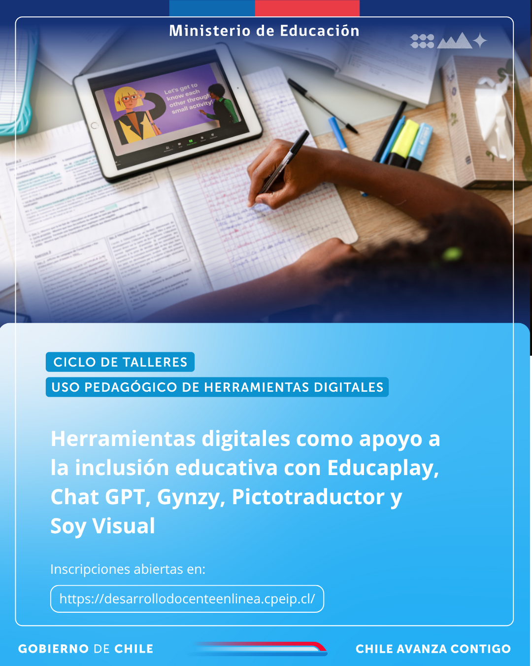 Taller: Herramientas digitales como apoyo a la inclusión educativa con Educaplay, Chat GPT, Gynzy, Pictotraductor y Soy Visual