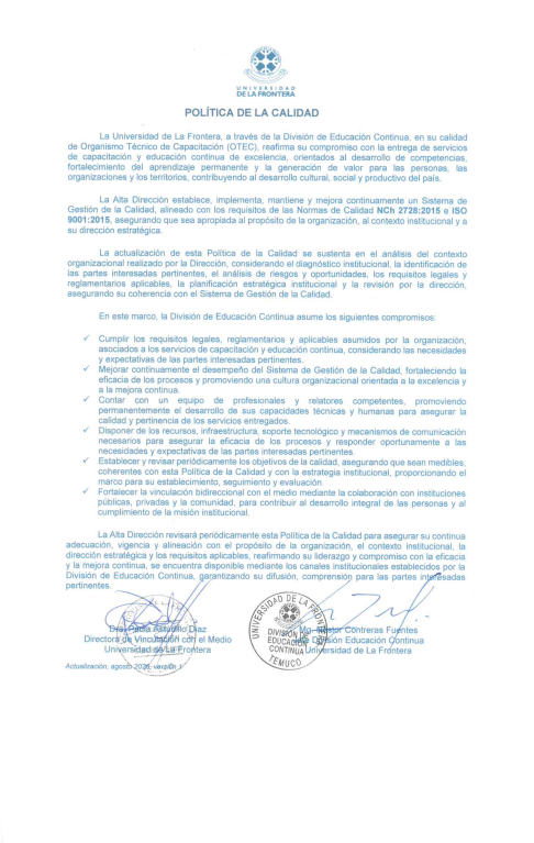 Política de La Calidad UFRO